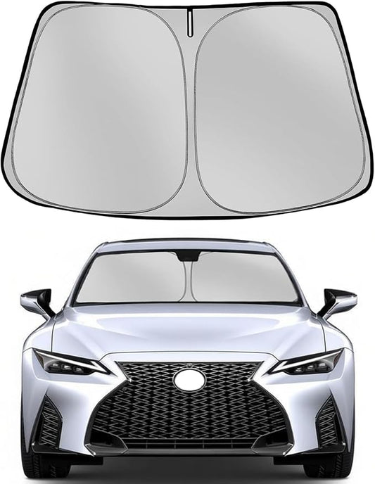 Windshield Sun Shade for 2021-2026 Le-xus IS300 IS350 IS500 IS250 IS200t Foldable Sun Sunshade for Car Front Window Blocks UV Rays and Heat Automotive Interior Protector Custom Fit Accessories