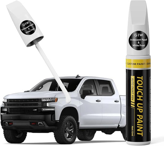 (Iridescent Pearl/White Frost (G1W) Car Touch Up Paint for GMC, Car Paint Scratch Repair Kit, Quick & Easy Solution, 2 in 1 Scratch Remover Pen with Color-Matched