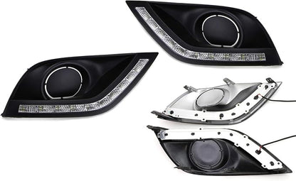iJDMTOY Xenon White LED Daytime Running Light Kit for 2015-2019 Nissan Versa Sedan, Exact Fit DRL Bezel Assembly Powered by (10) High Power LED Diodes