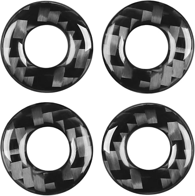Compatible with Dodge Charger 2008 2009 2010 Real Premium Soft Carbon Fiber Decor Car Door Lock Ring Frame Sticker Decal Interior Accessories Trim Cover 4pcs Black