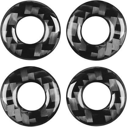 Compatible with Dodge Charger 2008 2009 2010 Real Premium Soft Carbon Fiber Decor Car Door Lock Ring Frame Sticker Decal Interior Accessories Trim Cover 4pcs Black