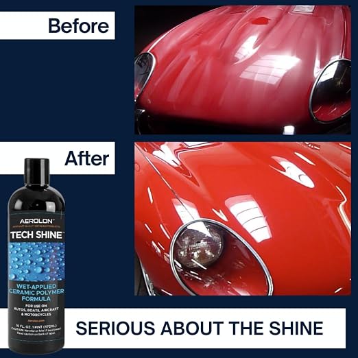 Tech Shine: Ceramic Coating for Cars, Car Wax, Car Polish, Ceramic Polymer Coating, Hydrophobic Top Coat Polish and Sealer, Auto Detailing with Applicator, Mirror Shine Gloss Kit, 2 Pack