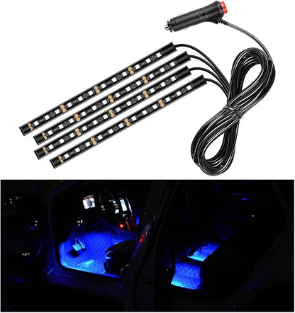 Car LED Strip Light, 48 LEDs RGB Neon Interior Atmosphere Lights, 12V Under Dash Ambient Night Light, Cigarette Lighter Auto Interior Decorative Lamp, Car Accessories (Blue)