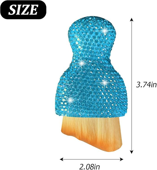Bling Car Interior Dust Brush, Crystal Rhinestone Soft Auto Detailing Cleaning Brush, Sparkling Diamond Vehicle Dashboard Air Vent Cleaner for Women Girls, Universal for Vehicles (Blue)