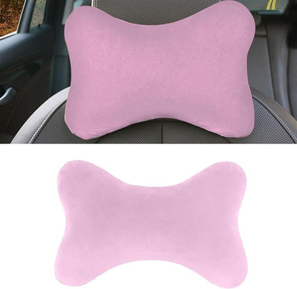 Car Headrest Pillow, Soft & Comfortable Memory Foam Car Neck Pillow for Driving Fatigue Relieve, Universal Cars Head Rest Pillows with Adjustable Strap, Car Interlor Accessorles (Pink)