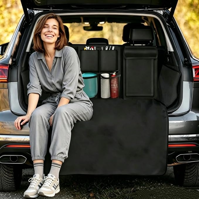 Car Trunk Organizer, Detachable Car Backseat Hanging Organizer with 7 Large Storage Pockets, Collapsible Back Seat Organizer Car Interior Accessories for SUV, Van, Jeep