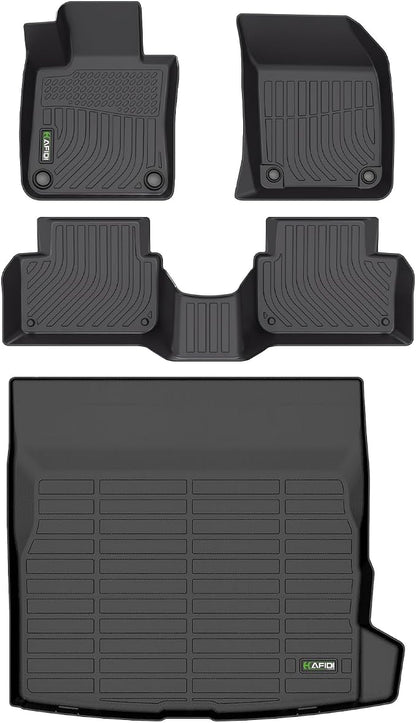Floor Mats & Cargo Liner Custom for Volvo S60 2019-2025(Not for Recharge) All Weather Protection TPE Heavy Duty Non-Slip Automotive Floor Liners Fits Full Set Accessories, Black