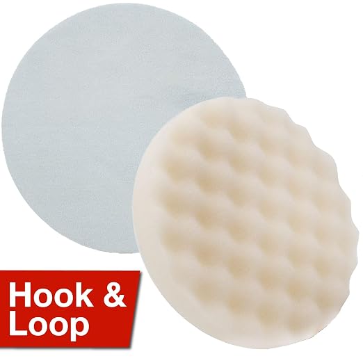 LAUCO White Foam Waffle Buffing Pad – 8” Single-Sided Polishing & Waxing Pad – Final Finish for High-Gloss Shine – Hook & Loop Backing (203.2 mm) – 1 Pack 8997