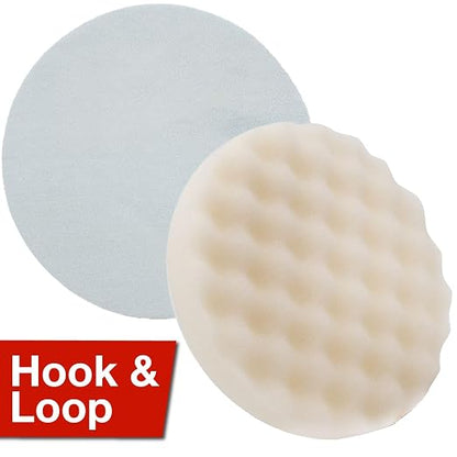 LAUCO White Foam Waffle Buffing Pad – 8” Single-Sided Polishing & Waxing Pad – Final Finish for High-Gloss Shine – Hook & Loop Backing (203.2 mm) – 1 Pack 8997