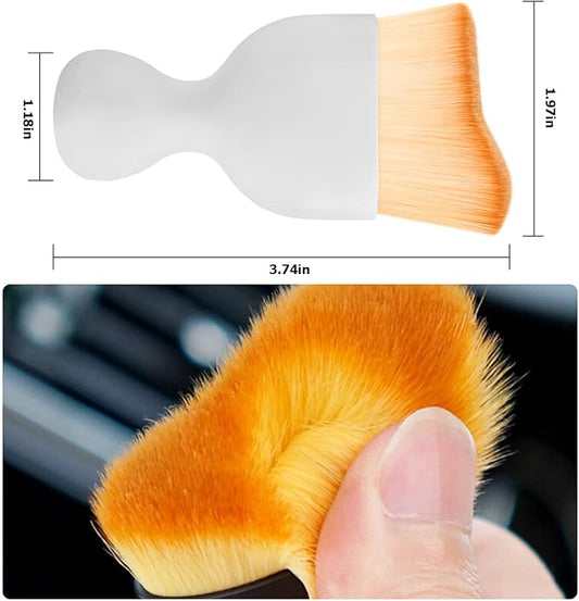Blilo 2PCS Car Interior Detailing Brush with Dust Cover, Auto Soft Hair Cleaning Brushes, Scratch Free Curved Dirt Collectors, for Vehicle Dashboard Air Conditioner Vents Leather Computer (White/2PCS)