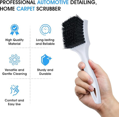 Nanoskin 3-Pack 8.5-Inch Deep Clean Stiff Scrub Brushes for Carpets & Floor Mats, Black Nylon - Pro Automotive Detailing, Home Carpet Scrubber, Easy Grip Handles, High-Performance Cleaning Accessories