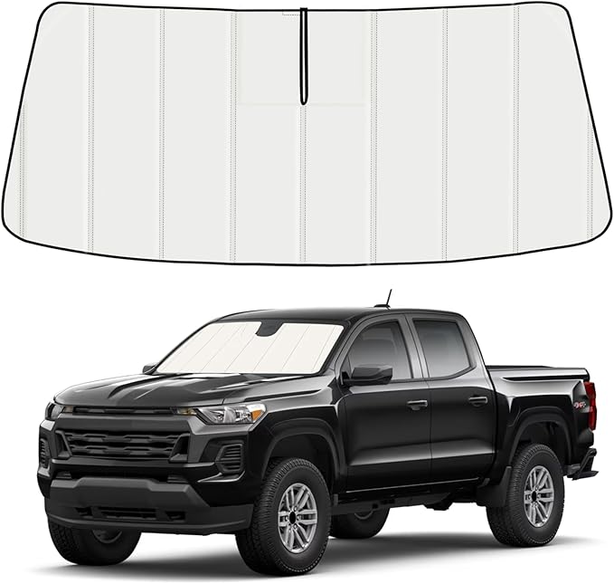Windshield Sun Shade for Chevy Colorado/GMC Canyon 2023-2026, Front Window Visor Accessories, Folding Design Blocks Heat & UV Rays Maintain Cool Interior and Save Space