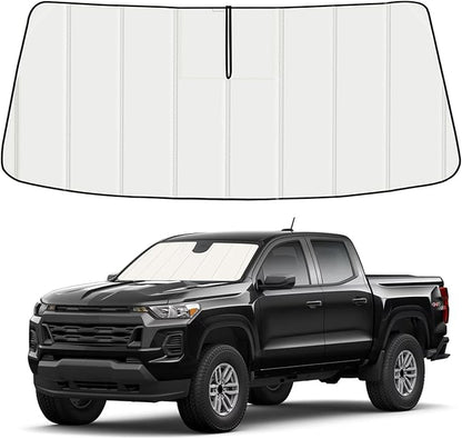 Windshield Sun Shade for Chevy Colorado/GMC Canyon 2023-2026, Front Window Visor Accessories, Folding Design Blocks Heat & UV Rays Maintain Cool Interior and Save Space