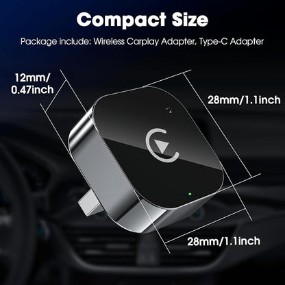 Wireless Carplay Adapter & Android Auto 2026 Upgrade Wired CarPlay to Wireless,2-in-1 Mini USB Design with Fast Stable Connection Car Play for Apple iOS 10+, Android 11+ Version