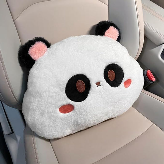 Cartoon Car Seat Cushion Lumbar Support Pillow and Neck Pillow, Cute Car Seat Pillow Headrest Pillow Back Support for Driving Fatigue Relief,for Office Chair Truck SUV (Panda Lumbar)