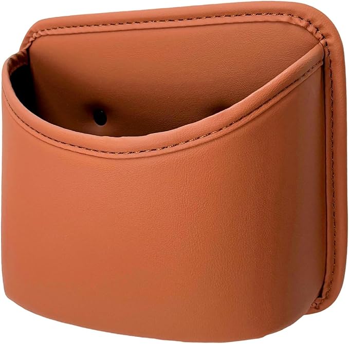 Car Trash Can, Clip On Garbage Organizer Multifunctional Car Door Hanging Container, Waterproof Leather Trash Bin Universal Interior Storage Box for Vehicle Home Office (Orange)