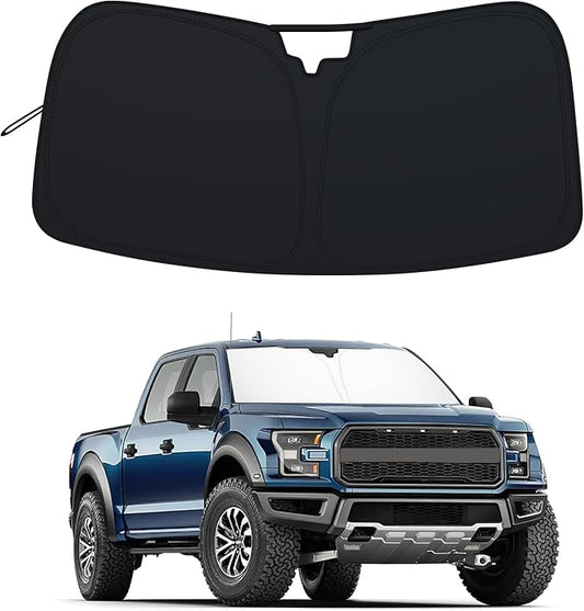 Windshield Sun Shade for 2015-2020 Ford F150 Accessories Foldable Front Window Sunshade 310T Thickened Protect from Sun Rays & Heat Damage Fully Covered to Keep Cool