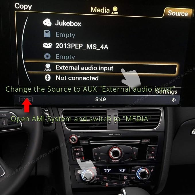 AMI MDI MMI Interface Bluetooth Module AUX Receiver Cable Adapter for Audi VW Radio Stereo Car Wireless A2DP Audio Input(MMI 3G)