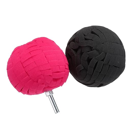 5Pcs Car Wheel Hub Drill Buffing Sponge Pads Kit,3 Inch Shank Polishing Pads for Wheel Hub Cleaning, Auto Cone Metal Polish Buffing Polishing Ball,Drill Buffer Polisher Attachment