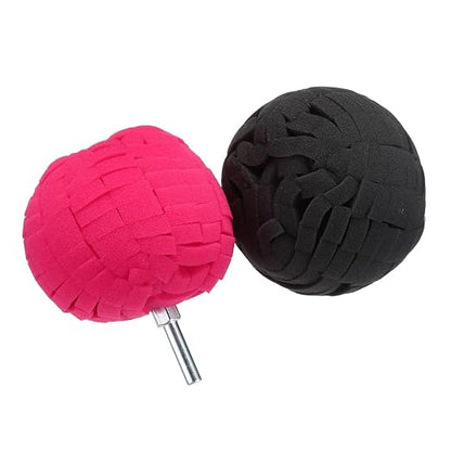 5Pcs Car Wheel Hub Drill Buffing Sponge Pads Kit,3 Inch Shank Polishing Pads for Wheel Hub Cleaning, Auto Cone Metal Polish Buffing Polishing Ball,Drill Buffer Polisher Attachment