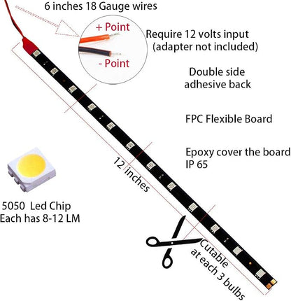 DC 12V Waterproof 1Ft 12 LED Strip Underbody Light with 6 inches Wires for Motor (Purple,Pack of 6)