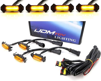 iJDMTOY 4pc Set Front Grille Lighting Kit Compatible with 2016-2023 Toyota Tacoma w/TRD Pro Grill ONLY, Includes (4) 4-SMD 2500K Amber LED Light Assy & Wiring Harness