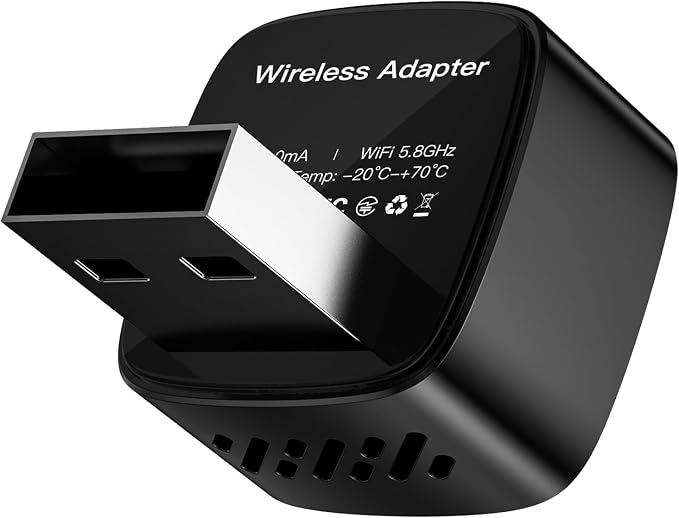 Mini Wireless CarPlay Adapter for iPhone/Android Auto, 2-in-1 Wired to Wireless Car Dongle, One-Click Switch, 5s Auto Reconnect, 5.8GHz WiFi+Bluetooth5.4, Compatible with iOS10+/Android10+，Black