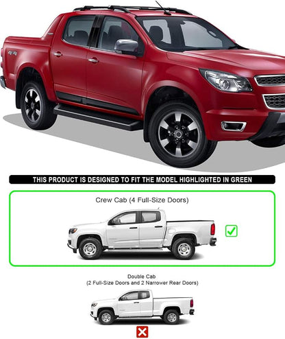 APS Black Running Boards Style Compatible with Chevy Colorado GMC Canyon 2015-2026 Crew Cab (Nerf Bars Side Steps Side Bars)