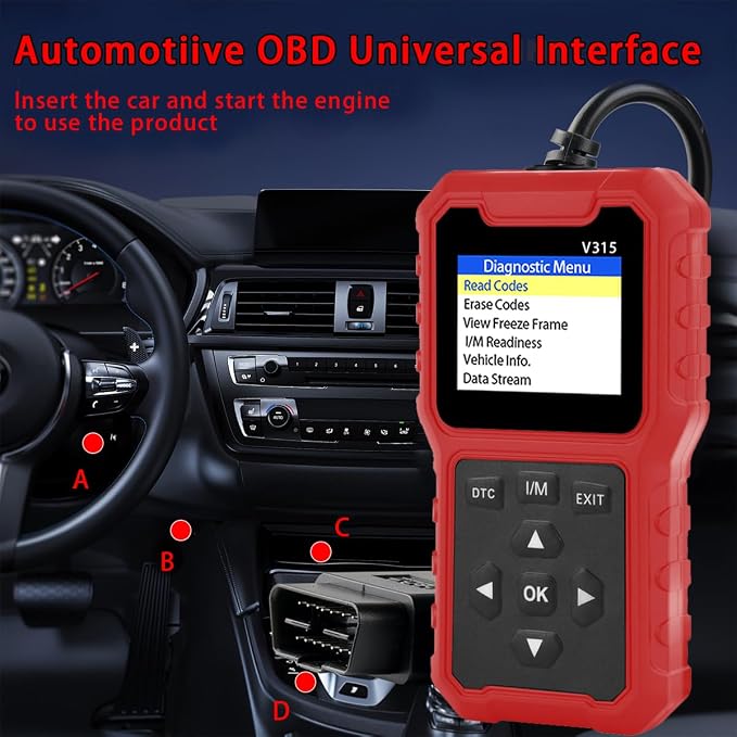V315 OBD2 Diagnostic Diagnostic Tool Tool, Code Reader, Engine Light Diagnostic Tool, Battery Voltage Tester, for OBD2 Cars & Trucks Since 1996