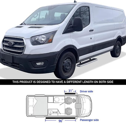 APS Running Boards 6 inches Silver Compatible with Ford Transit 2015-2026 Full Size Van 3-Door (Exclude 2022-2026 E-Transit) 304 Stainless Steel (Nerf Bars Side Steps Side Bars)