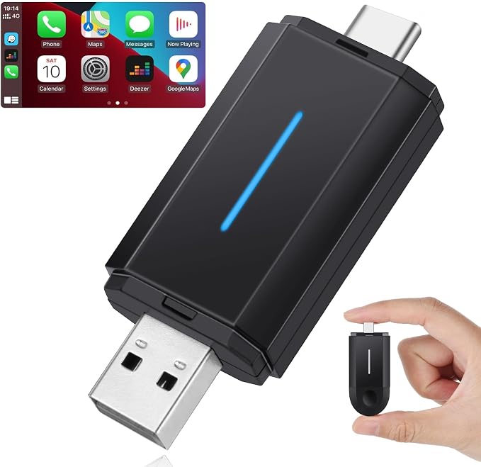 Master Cables 2 in 1 Wireless Carplay Adapter for Apple CarPlay & Android Auto, USB A & USB C Dongle Converts Wired to Wireless, Compatible with Cars from 2016, Plug & Play