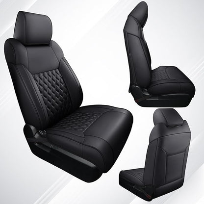 Huidasource Tacoma Front Seat Covers, Full Coverage Automotive Black Truck Seat Cover Custom Fit for 2005-2015 Double & Crew Cab 2nd Gen Toyota Tacoma Base Prerunner SR5 Limited(Front Pair/Black)