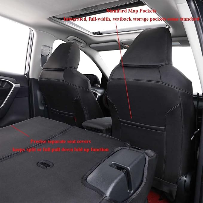 EKR Rav4 Seat Covers Custom Fit for Toyota Rav4 (Only Hybrid) 2019-2025 LE,XLE,XLE Premium,Limited,Woodland Edition,Car Seat Cover Full Set for SUV,Neoprene(Black)