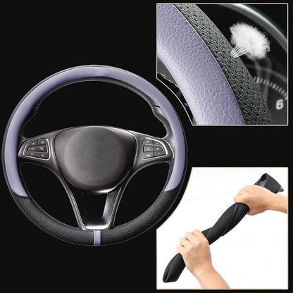 COFIT 15 Inch Steering Wheel Cover, Microfiber Leather, Purple | Non-slip Breathable Auto Universal Steeringwheel Protector Wrap Suit for 14.5-15 inch, Automotive Interior Accessories