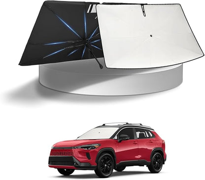 KUST Sun Shade Umbrella for Toyota Corolla Cross 2022-2025 2026 | Custom Fit Windshield Sunshade | Foldable Sunshade with Bendable Handle | Blocks Heat & UV Rays Keep Car Cool Sunshield