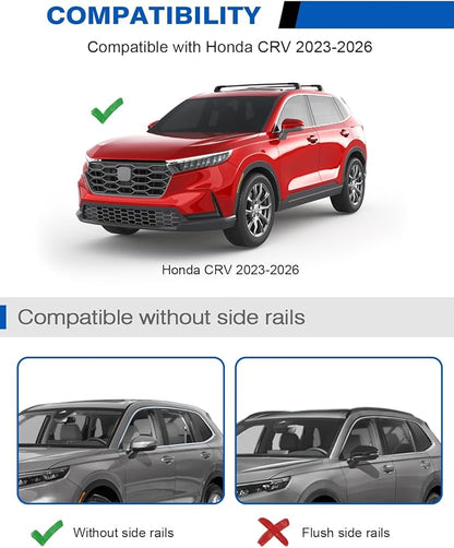 Wonderdriver 330lbsLockable Roof Rack Cross Bars Compatible with Honda CRV CR-V EX LX EX-L 2023-2026 (𝐖𝐈𝐓𝐇𝐎𝐔𝐓 𝐒𝐈𝐃𝐄 𝐑𝐀𝐈𝐋𝐒), Roof Rails Crossbars Cargo Bars Rooftop Carrier Luggage