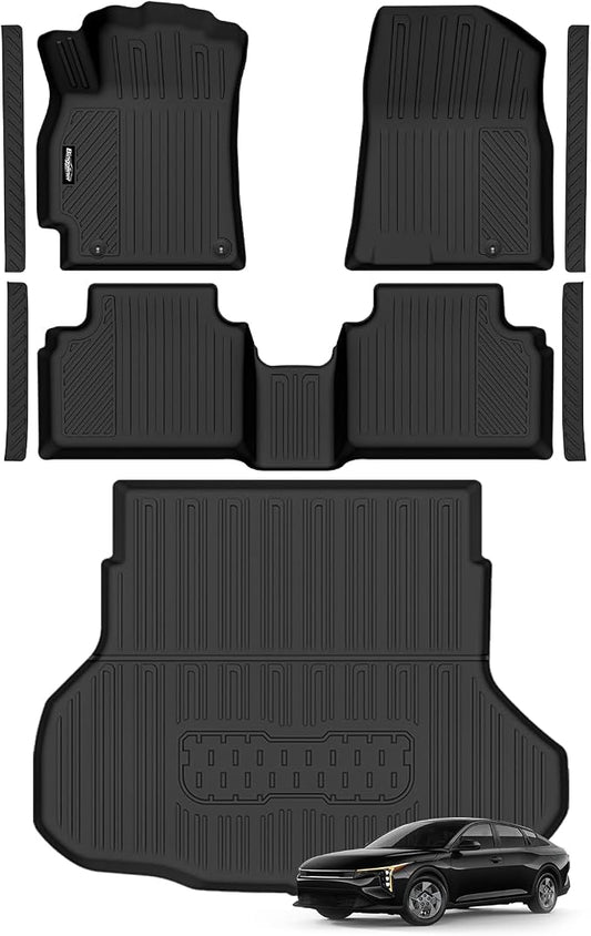 Floor Mats for 2025 2026 Kia K4 (Not for K4 Hatchback), All Weather Interior Protector Floor Mats & Trunk Mat & Door Sill Guard for Kia K4 Car Accessories Floor Liner