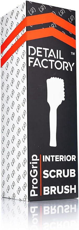 Detail Factory - ProGrip Interior Scrub Brush - Soft Bristles - Rubber Grip for Maximum Stability and Comfort - Curved Head Profile for Better Clearance - Red