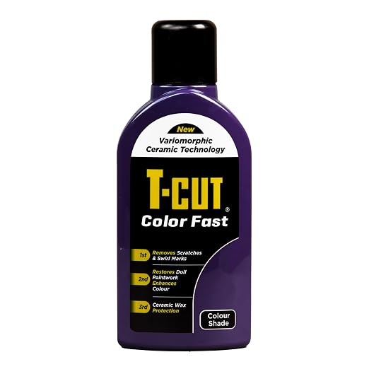 T-Cut Color Fast 3-in-1 Paint Restorer, Purple - Scratch Remover, Ceramic Car Wax & Color Enhancer - Removes Swirls & Oxidation, 17 oz