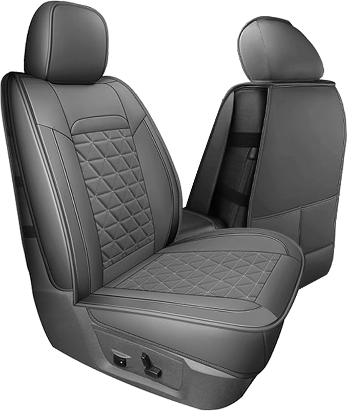 Coverado Dodge Ram Seat Cover Full Set, Waterproof Ram 1500 Seat Cover Compatible with 2002-2026 Dodge RAM 1500 2500 3500 Crew Quad Cab with Curved Bench, Dark Gray