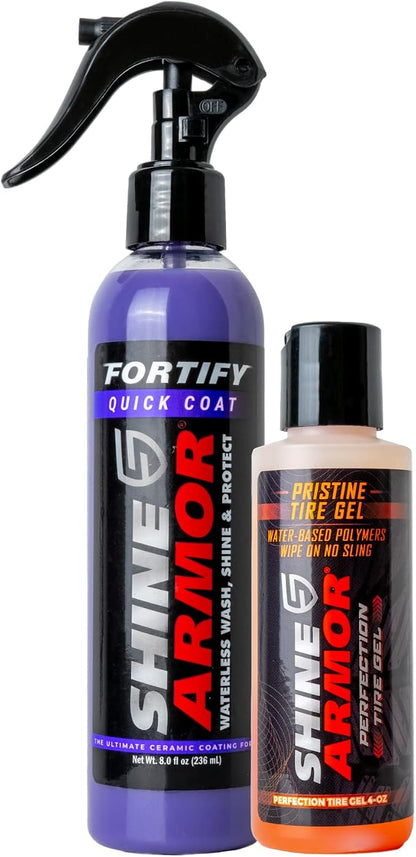 SHINE ARMOR Fortify Quick Coat & Pristine Tire Shine Gel Dressing & Cleaner