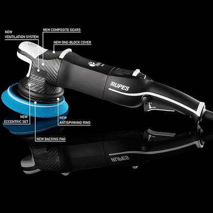 RUPES Bigfoot LHR15V/LUX Mark V Random Orbital Polisher Kit for Car Detailing & Removing Scratches | Pad Slipping Prevention | Improved Control | Anti-Spinning Ring | Includes Tools Bag