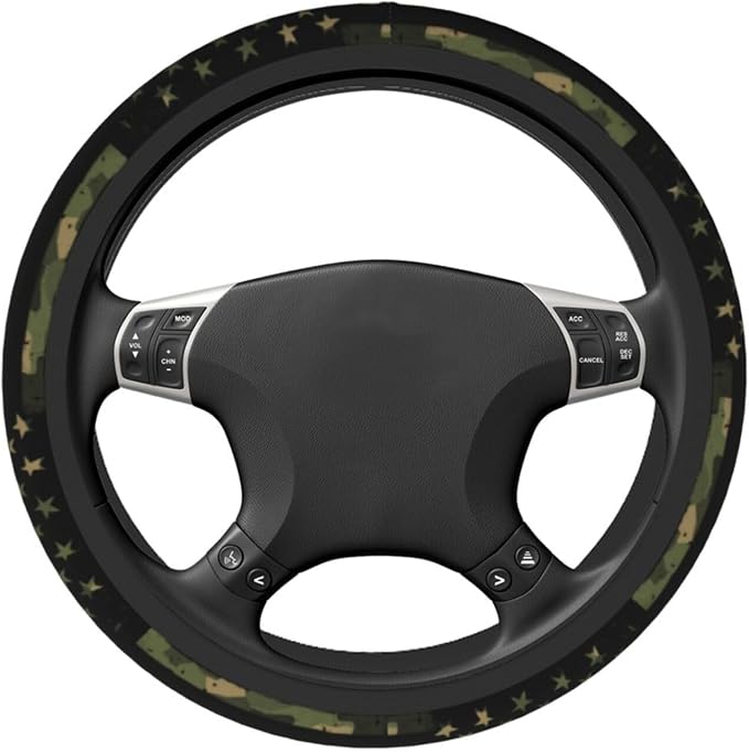 Camo Flag Steering Wheel Covers Non Slip Neoprene Universal 15 Inch Steering Wheel Protector Car Cover for Men Women
