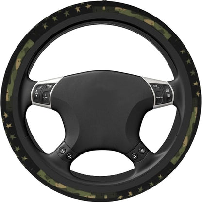 Camo Flag Steering Wheel Covers Non Slip Neoprene Universal 15 Inch Steering Wheel Protector Car Cover for Men Women