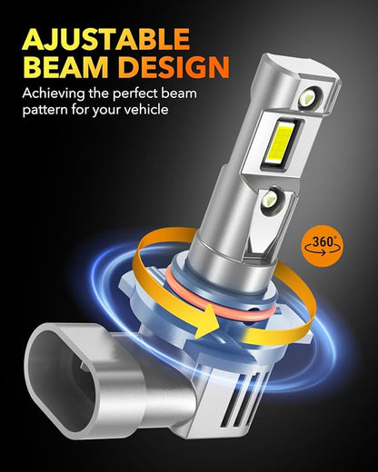 OXILAM 9012 LED Bulb HIR2 Bulbs, 11X Brighter, IP68 Waterproof, 1:1 Mini Size as Halogen, 60000H Lifespan, No Flicker, 99% Compatibility, Pack of 2