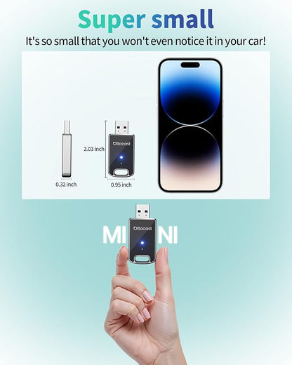 OTTOCAST Mini Edge, 2 in 1 Wireless Carplay Adapter & Wireless Android Auto Adapter for Apple iPhone Samsung or other AndroidPhone, USB Bluetooth Car Accessories for OEM Wired Carplay/Android Auto Car