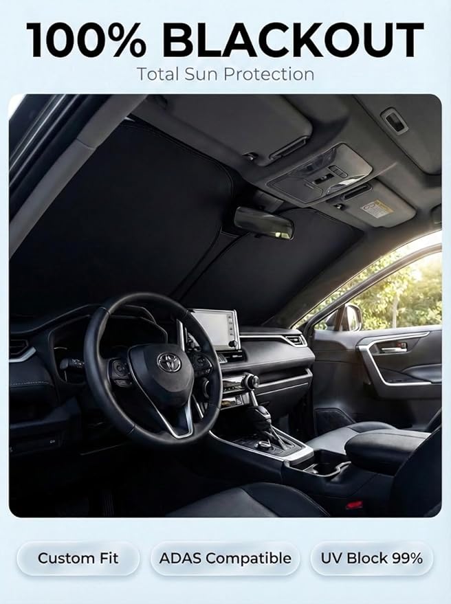 Proadsy Windshield Sun Shade Custom Fit Mazda CX-5 2017-2026 Ice Crystal Black Front Window Sunshade UV and Heat Blocker Foldable Visor Keeps Car Cooler for Summer Parking and Daily Use