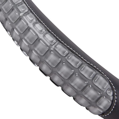 Flying Banner car Steering Wheel Cover Gel Massage Velvet Cool Warm Universal Size 15 inches SUV Truck Anti Slip Odorless Summer Winter (Black Gray, Gel Massage)