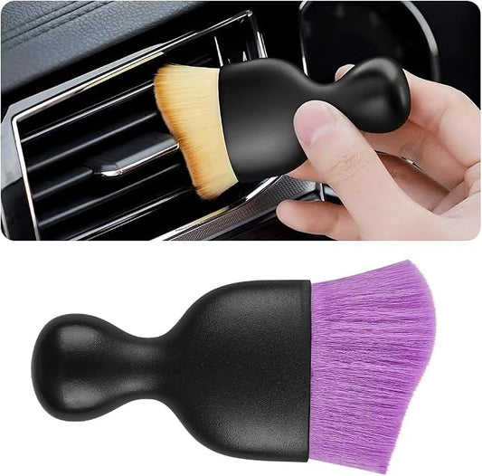 Blilo Car Interior Detailing Brush with Dust Cover, Auto Soft Hair Cleaning Brushes, Scratch Free Curved Dirt Collectors, for Vehicle Dashboard Air Conditioner Vents Leather(Purple)