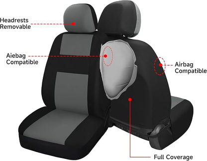 VarCozy Seat Covers for Car Front Pair, Breathable Cloth Front Car Seat Covers, Universal Cloth Seat Covers for SUV Sedan Van, Automotive Interior Covers, Airbag Compatible